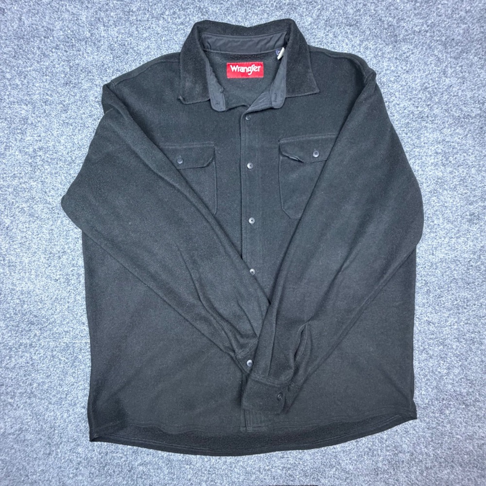 Wrangler Mens Fleece Button Down Shirt Jacket Black XL